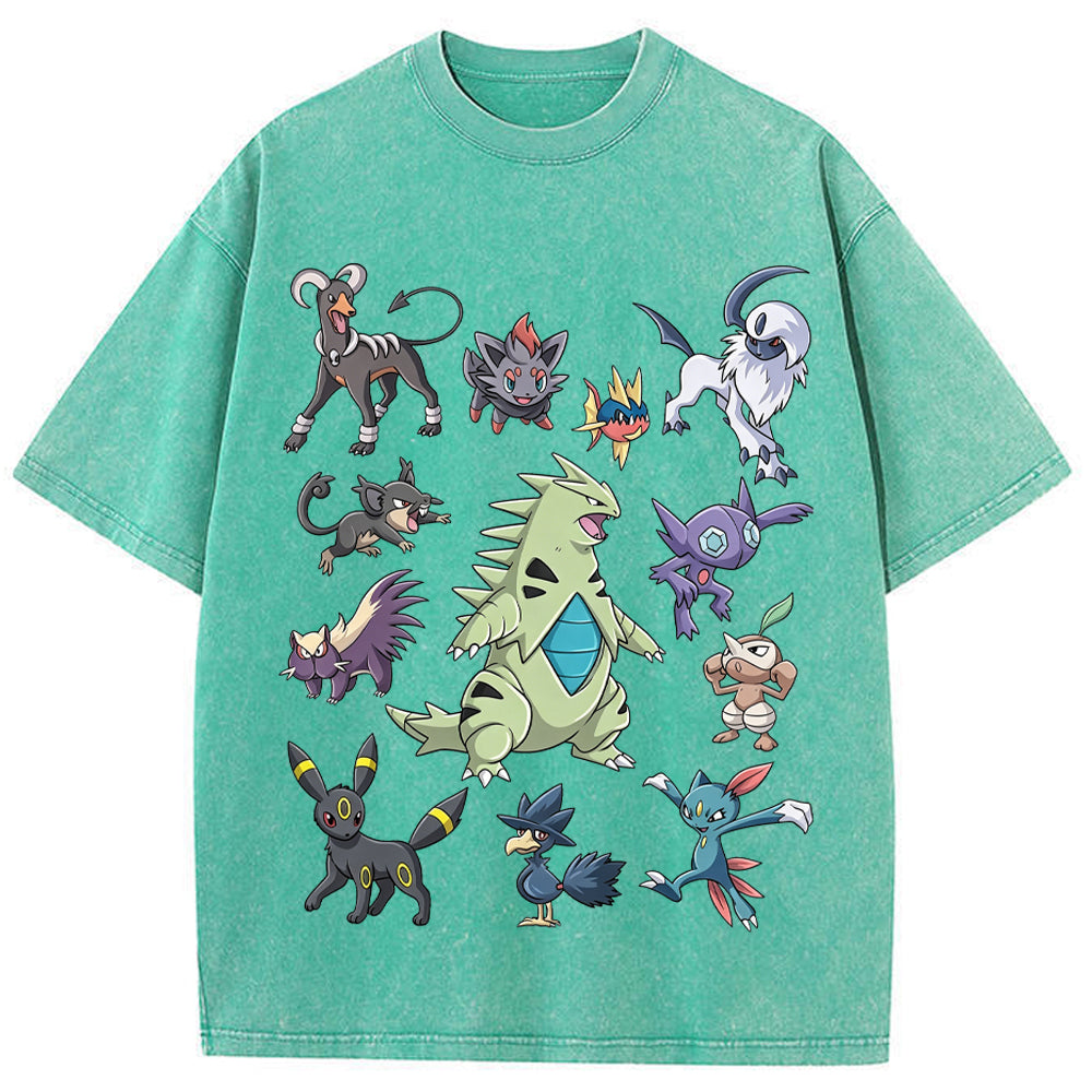 Dark Type Shadow Pokemon Collage Vintage Washed T-Shirt | Pokemon Anime