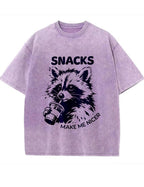Vintage Washed Snacks Make Me Nicer Raccoon Graphic T Shirt