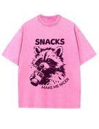 Vintage Washed Snacks Make Me Nicer Raccoon Graphic T Shirt