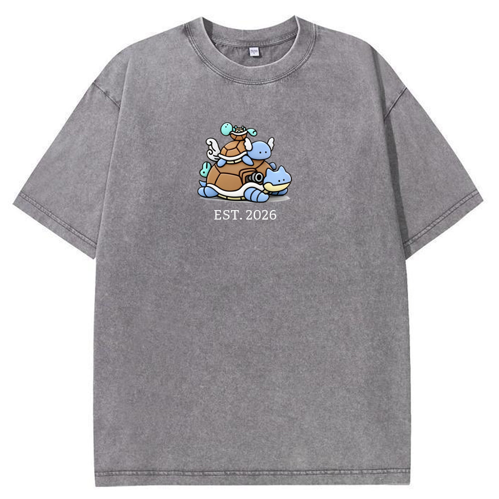 Cute Parent & Kid Squirtle Vintage Washed T-Shirt