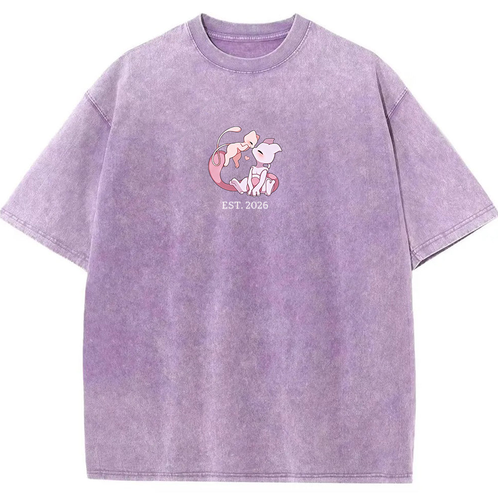 Cute Parent & Kid Mewtwo Vintage Washed T-Shirt Main image