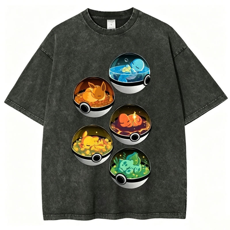 Five Pokémon Sleep Unisex Vintage Washed Tee Main image