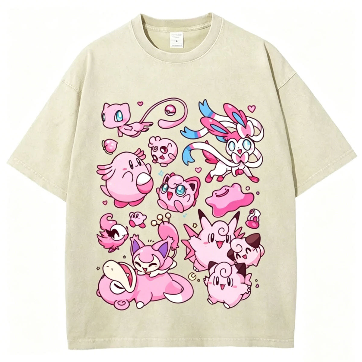 Pink Pokémon Friends Unisex Vintage Washed Tee Main image