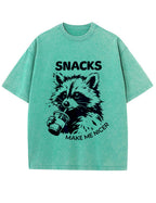 Vintage Washed Snacks Make Me Nicer Raccoon Graphic T Shirt
