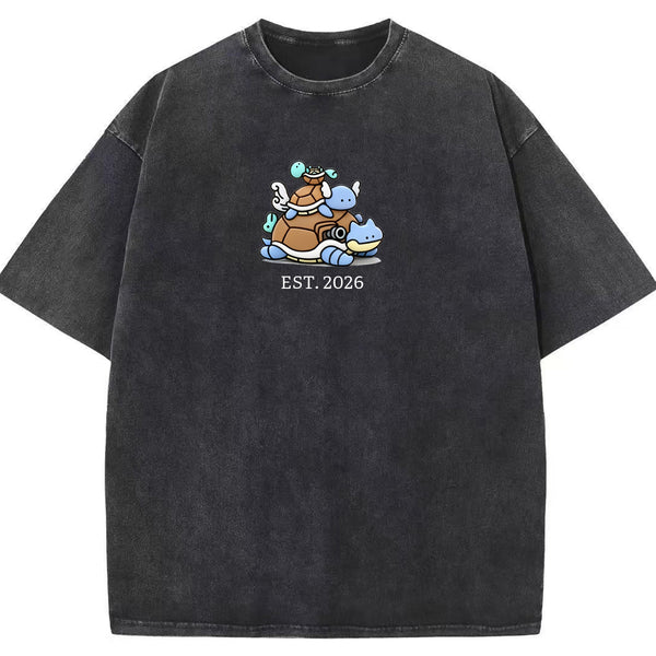 Cute Parent & Kid Squirtle Vintage Washed T-Shirt