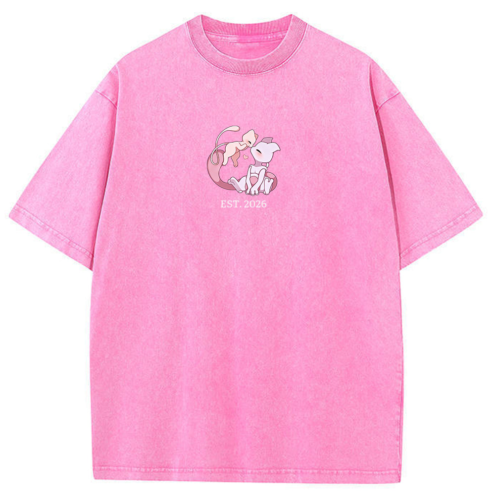 Cute Parent & Kid Mewtwo Vintage Washed T-Shirt Secondary image