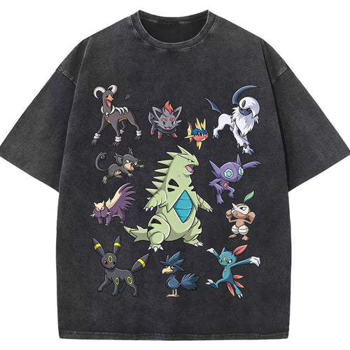 Dark Type Shadow Pokemon Collage Vintage Washed T-Shirt | Pokemon Anime