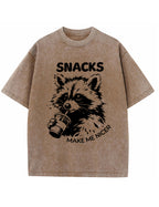 Vintage Washed Snacks Make Me Nicer Raccoon Graphic T Shirt