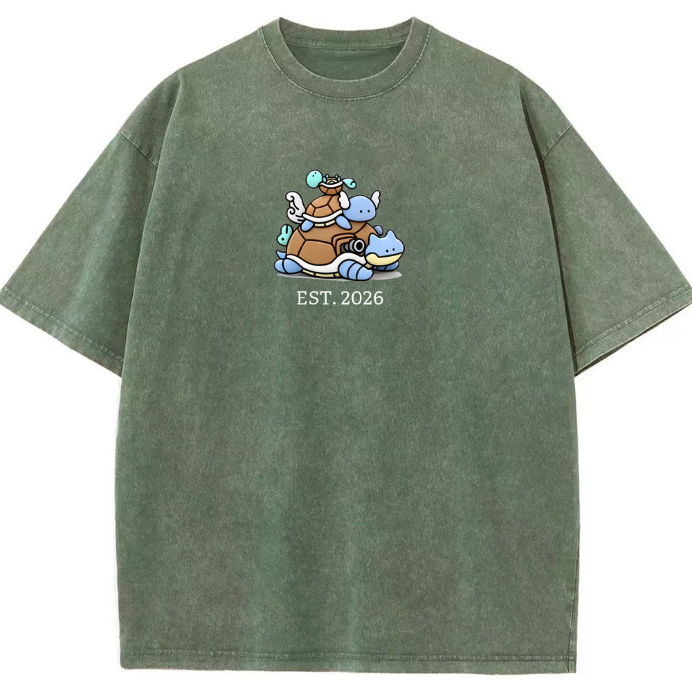 Cute Parent & Kid Squirtle Vintage Washed T-Shirt