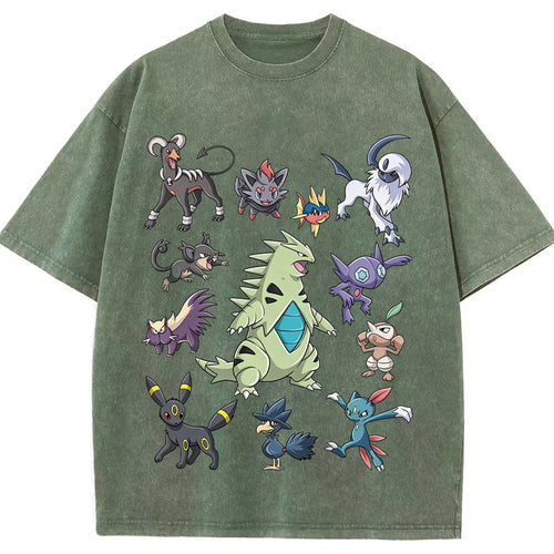 Dark Type Shadow Pokemon Collage Vintage Washed T-Shirt | Pokemon Anime