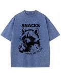 Vintage Washed Snacks Make Me Nicer Raccoon Graphic T Shirt
