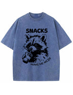 Vintage Washed Snacks Make Me Nicer Raccoon Graphic T Shirt