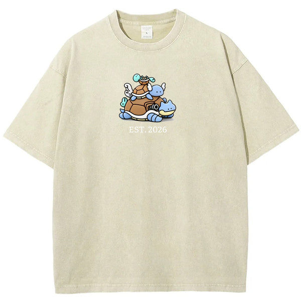 Cute Parent & Kid Squirtle Vintage Washed T-Shirt
