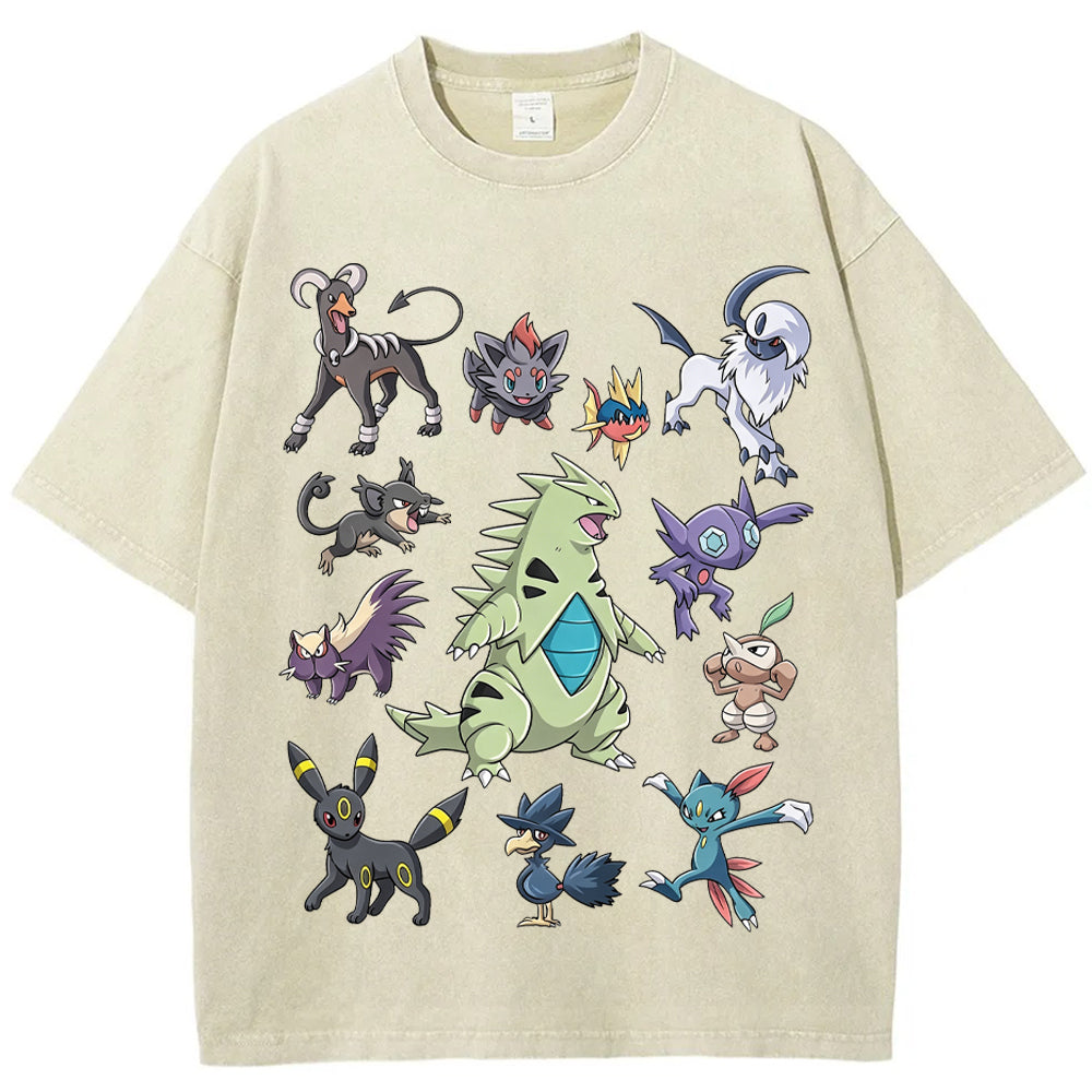 Dark Type Shadow Pokemon Collage Vintage Washed T-Shirt | Pokemon Anime