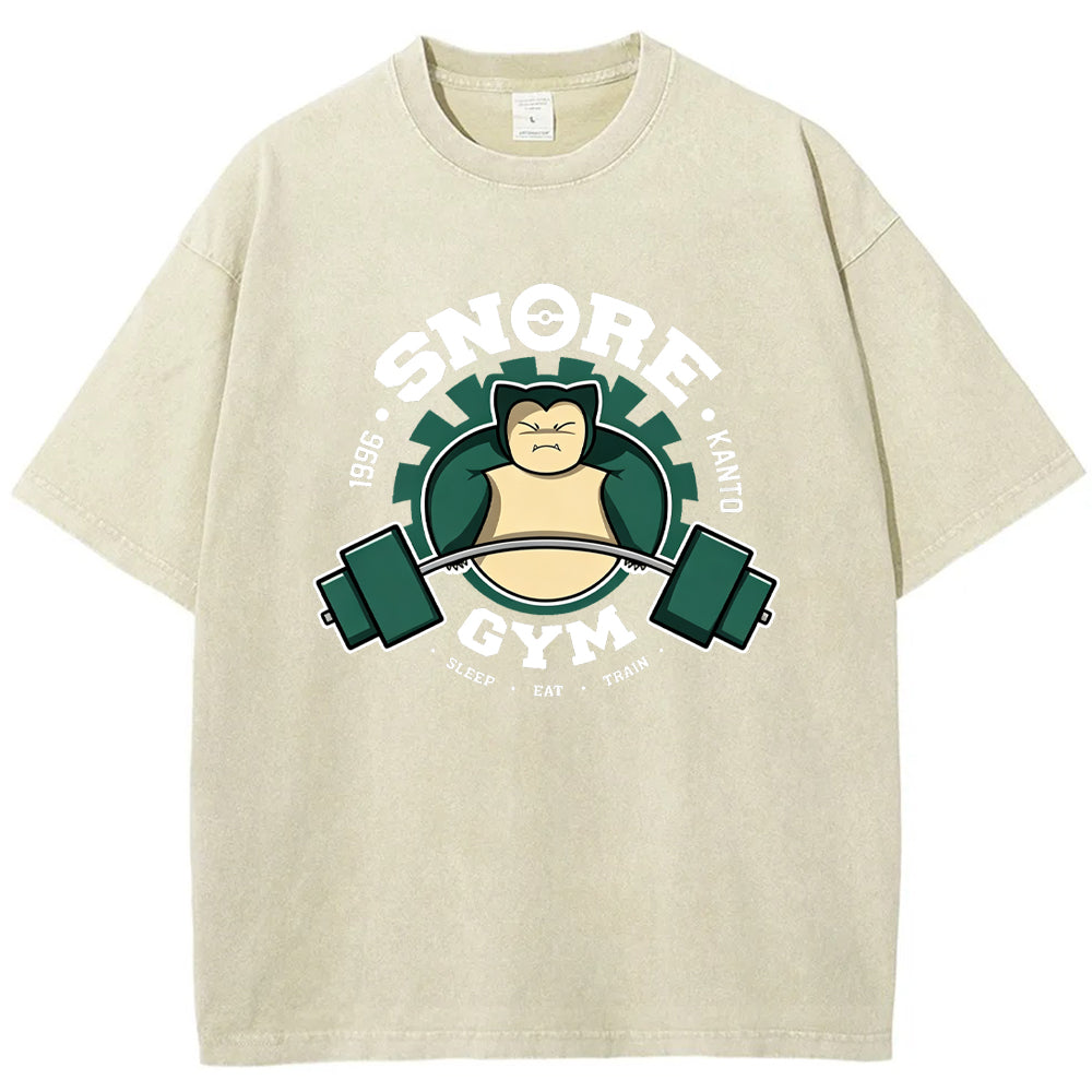 Vintage Gym Badge Snorlax Wash Vintage Tee | Pokemon Anime