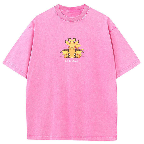 Cute Parent & Kid Pikachu Vintage Washed T-Shirt