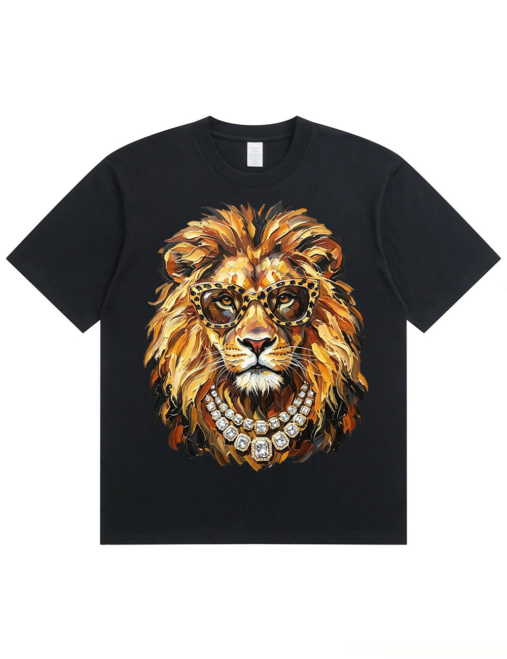 Glam Lion Bling Design Leopard Print T-Shirt