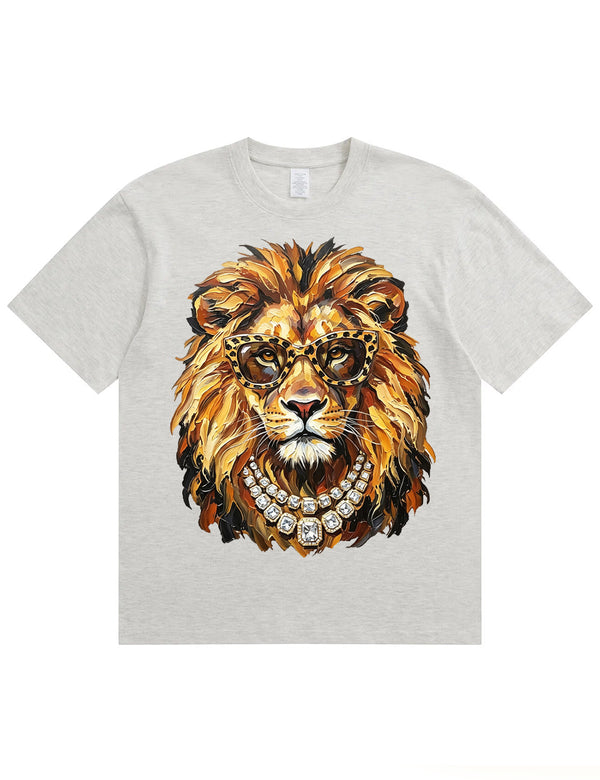Glam Lion Bling Design Leopard Print T-Shirt
