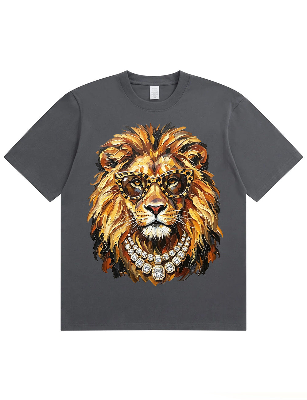 Glam Lion Bling Design Leopard Print T-Shirt