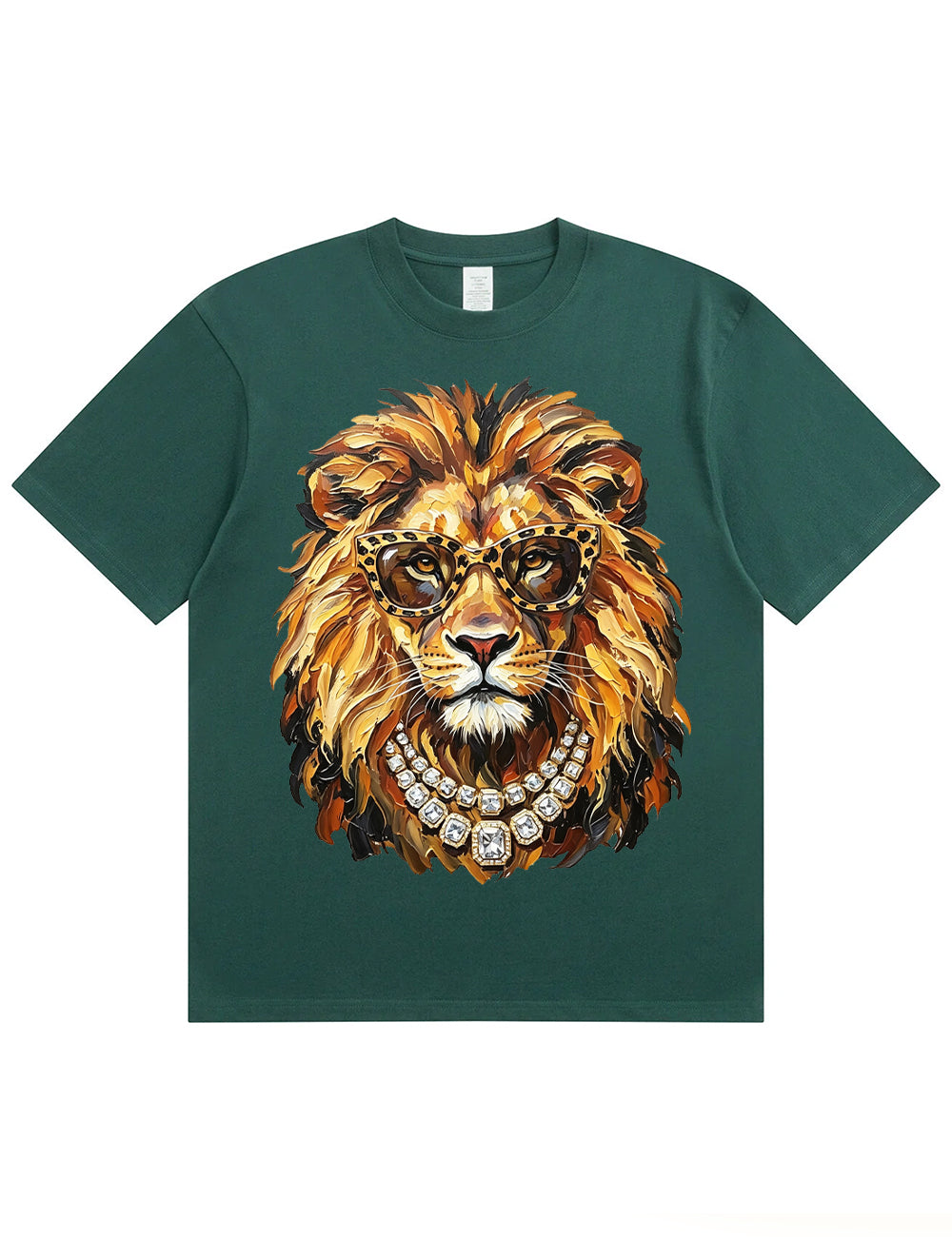 Glam Lion Bling Design Leopard Print T-Shirt