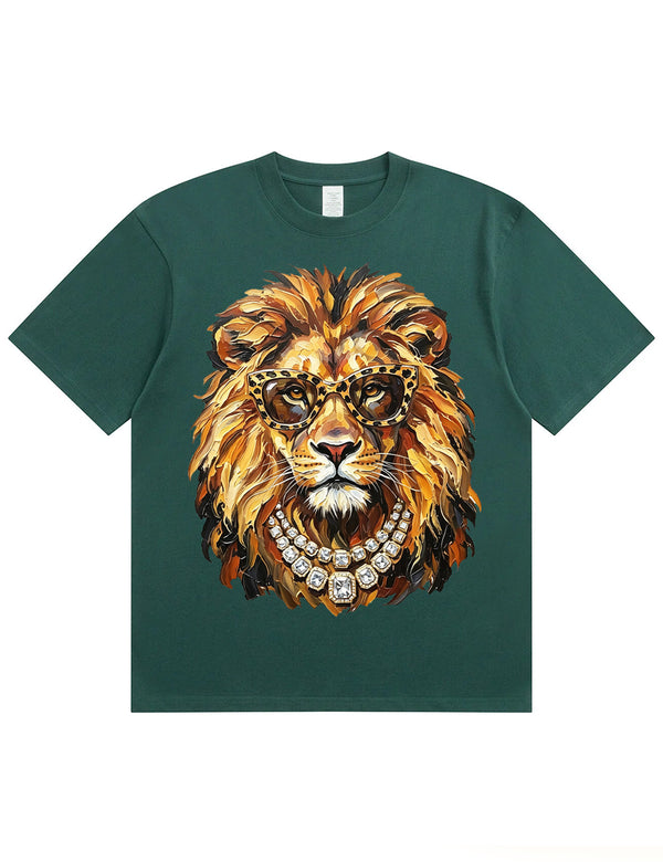 Glam Lion Bling Design Leopard Print T-Shirt