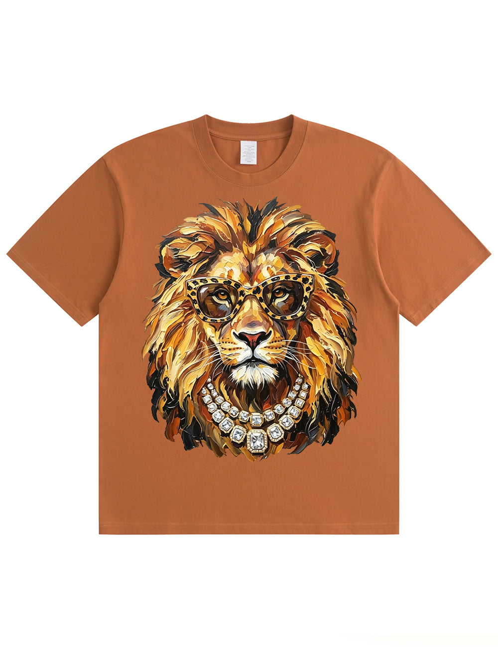 Glam Lion Bling Design Leopard Print T-Shirt