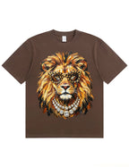 Glam Lion Bling Design Leopard Print T-Shirt