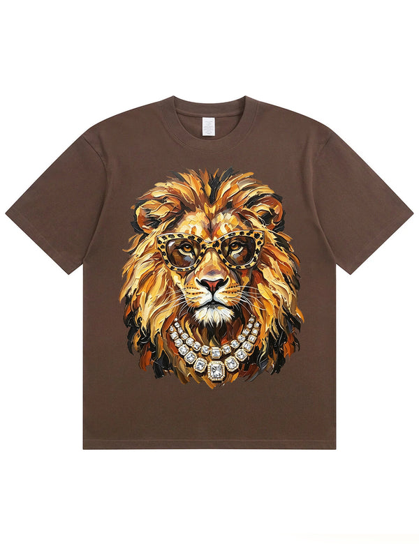 Glam Lion Bling Design Leopard Print T-Shirt