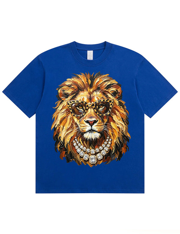Glam Lion Bling Design Leopard Print T-Shirt