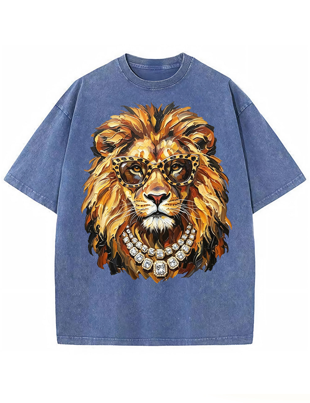 Glam Lion Bling Design Leopard Print T-Shirt