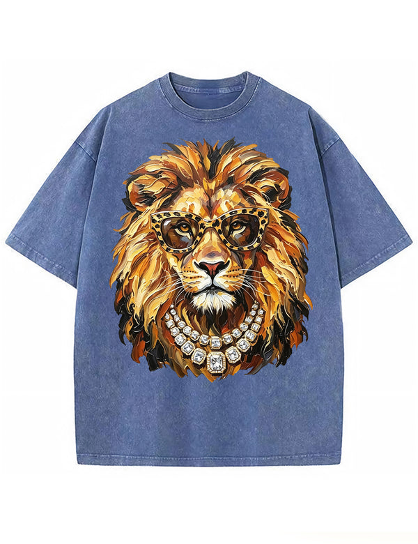 Glam Lion Bling Design Leopard Print T-Shirt