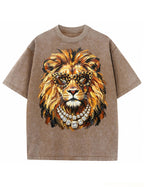 Glam Lion Bling Design Leopard Print T-Shirt