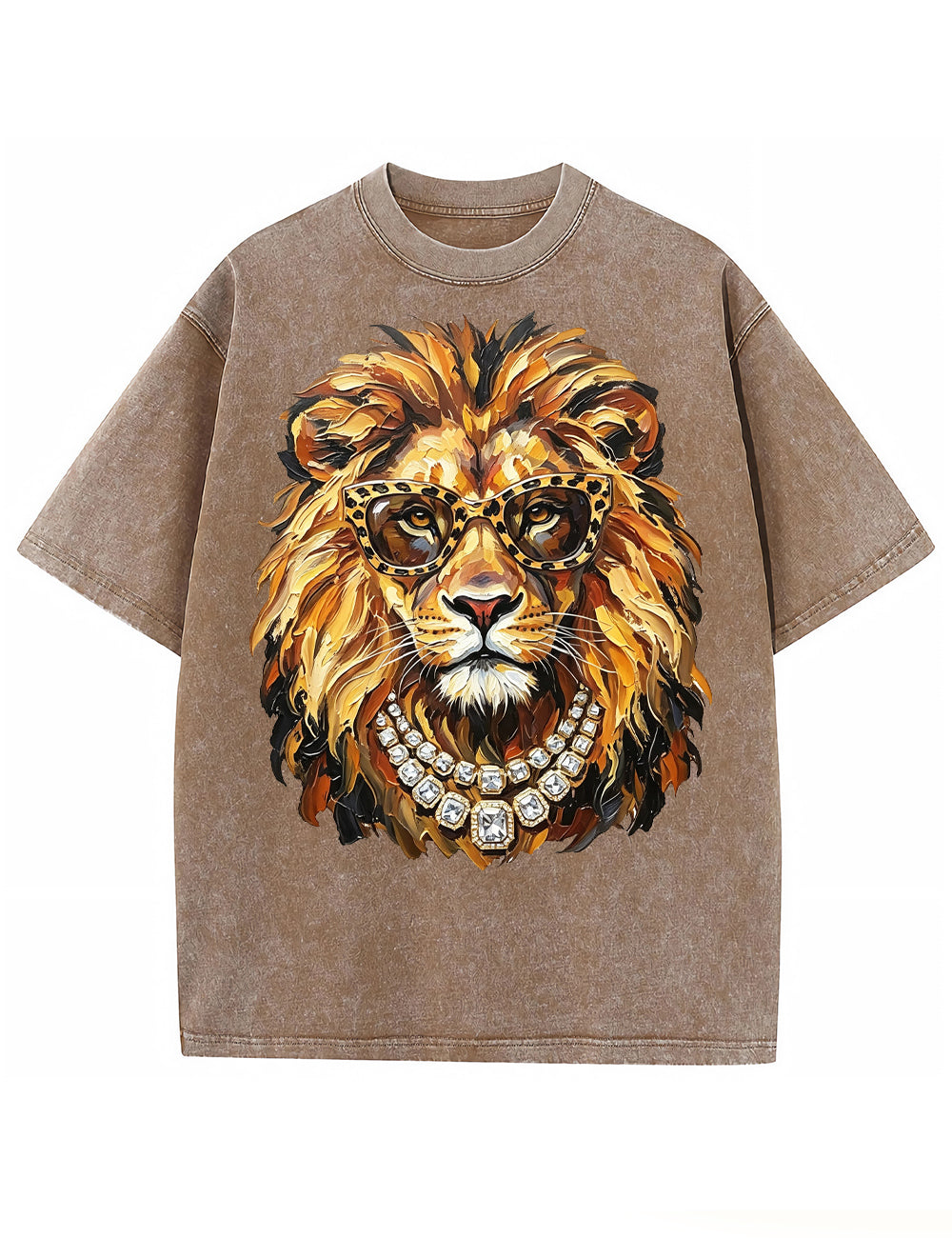 Glam Lion Bling Design Leopard Print T-Shirt