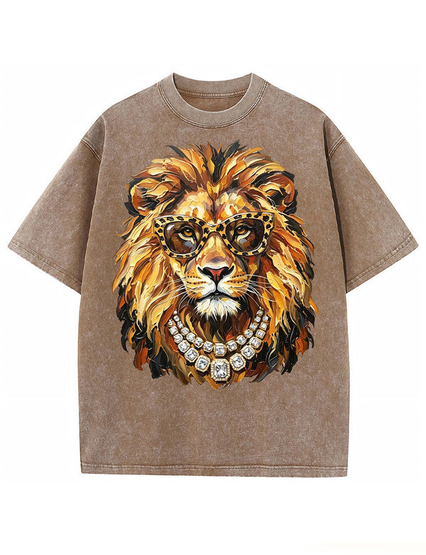 Glam Lion Bling Design Leopard Print T-Shirt