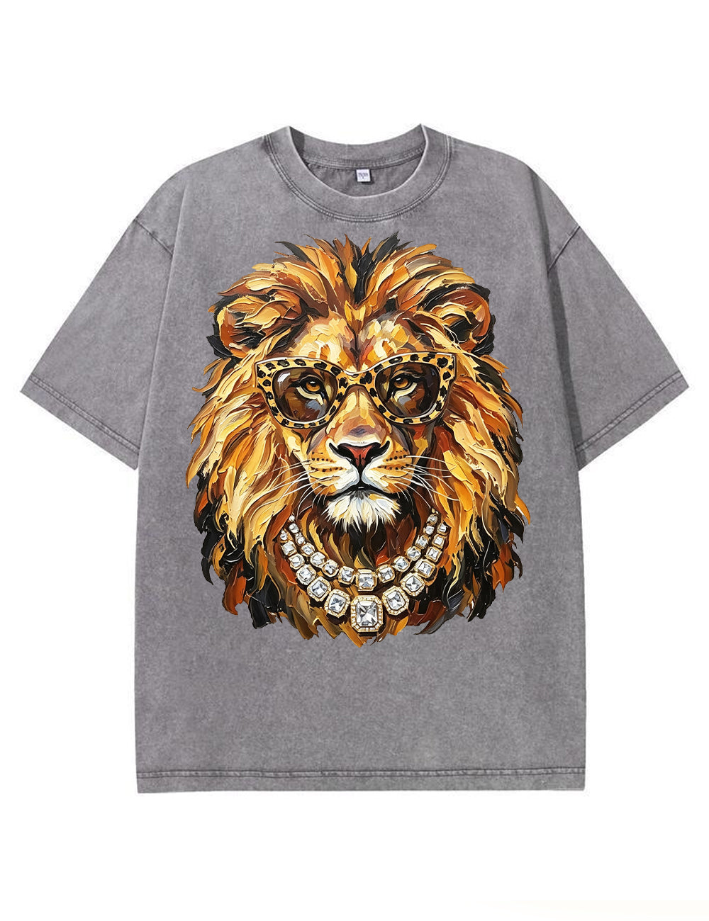 Glam Lion Bling Design Leopard Print T-Shirt