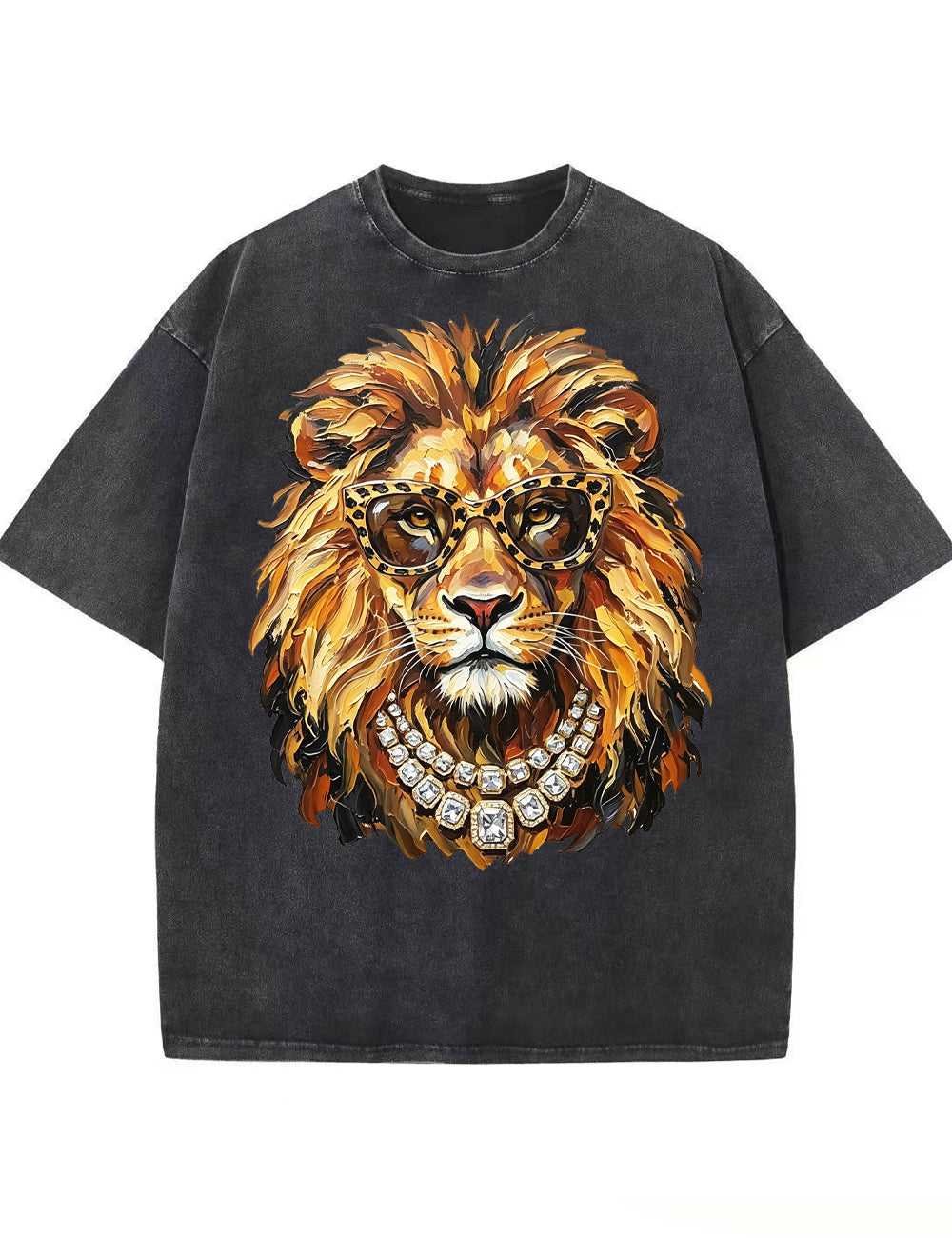 Glam Lion Bling Design Leopard Print T-Shirt