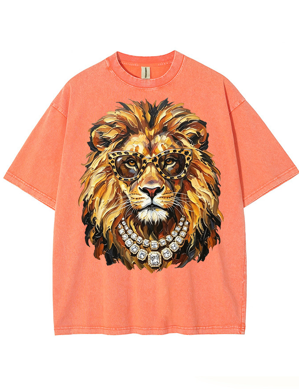 Glam Lion Bling Design Leopard Print T-Shirt