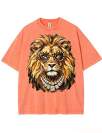 Glam Lion Bling Design Leopard Print T-Shirt
