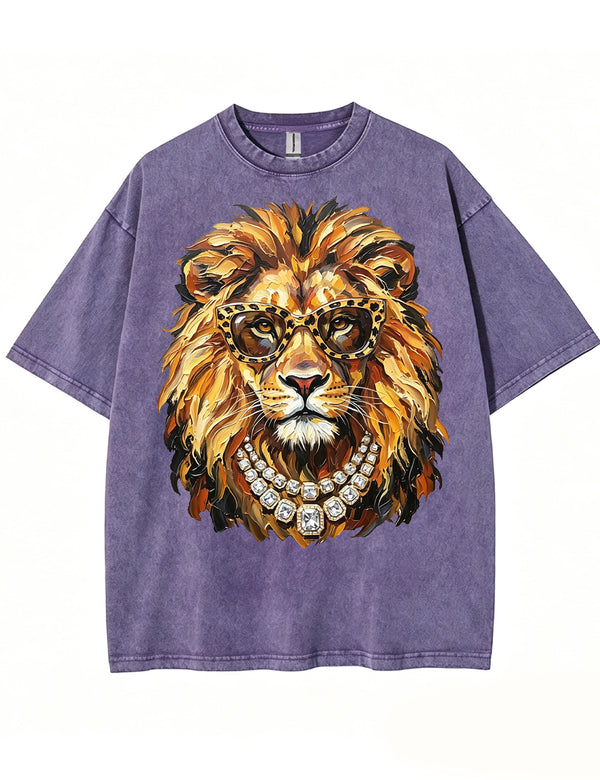 Glam Lion Bling Design Leopard Print T-Shirt