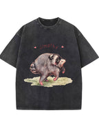 Vintage Washed Custom Name Raccoon Graphic T‑Shirt