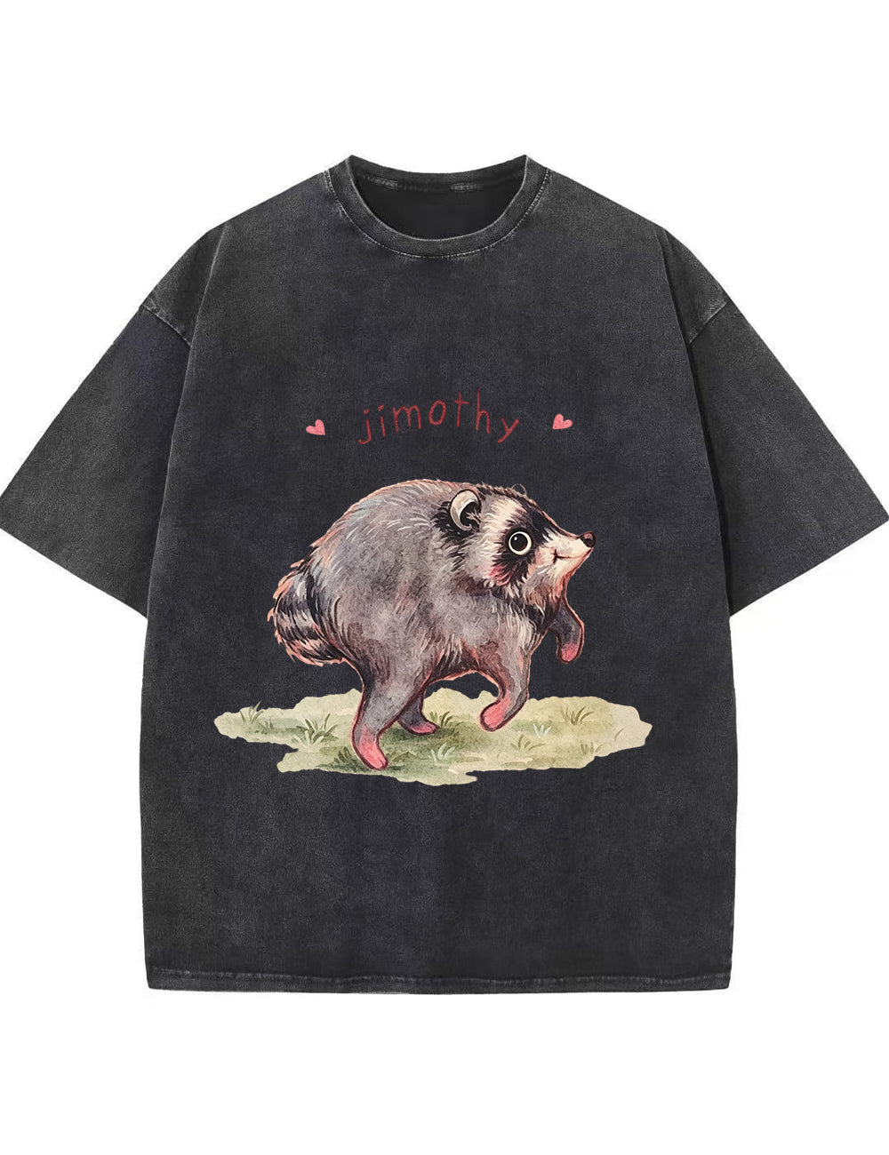 Vintage Washed Custom Name Raccoon Graphic T‑Shirt