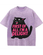 Funny Sarcastic Cat Oversized Casual T-Shirt