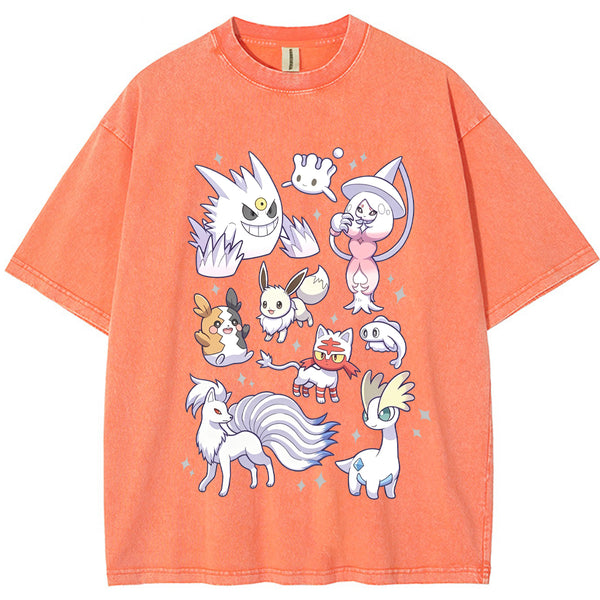 White Ice Ghost Fairy Type Squad Cartoon Tee | Pokemon Anime