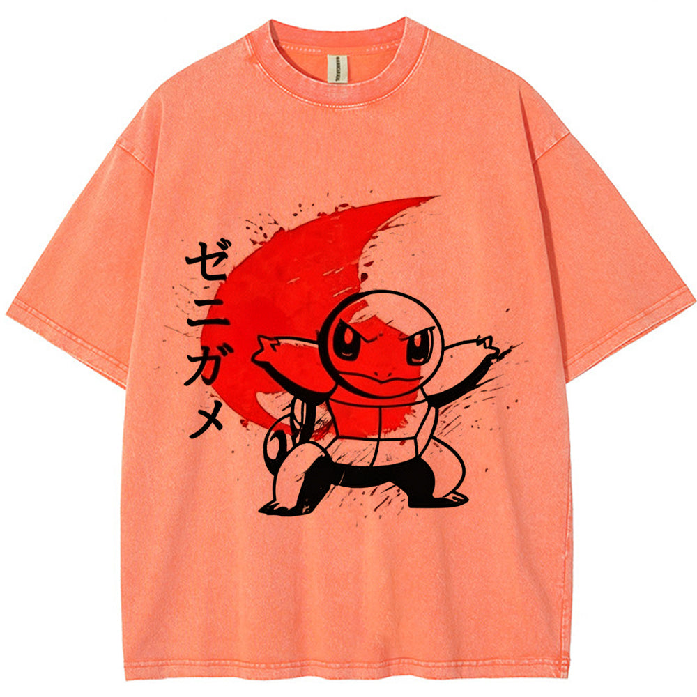 Ink Wash Squirtle Kanji Vintage Tee | Pokemon Anime Main image