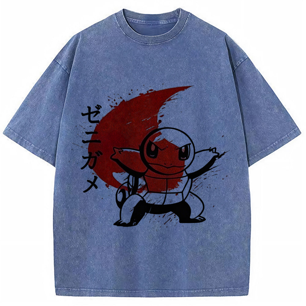 Ink Wash Squirtle Kanji Vintage Tee | Pokemon Anime