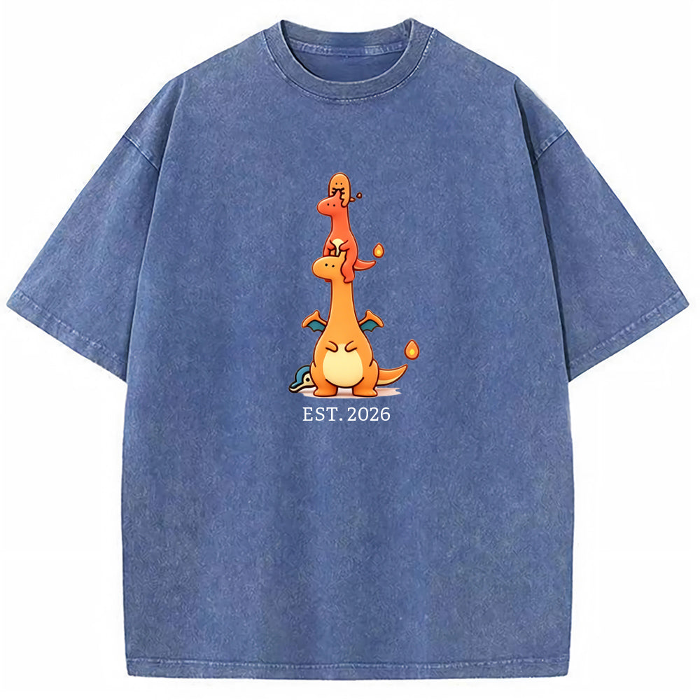 Cute Parent & Kid Charizard Vintage Washed T-Shirt Secondary image