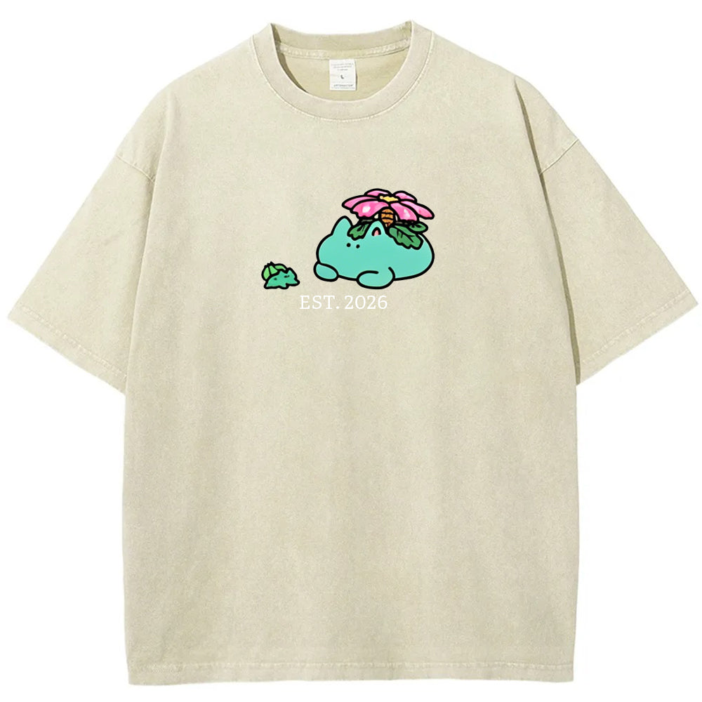 Cute Parent & Kid Meganium Vintage Washed T-Shirt Main image