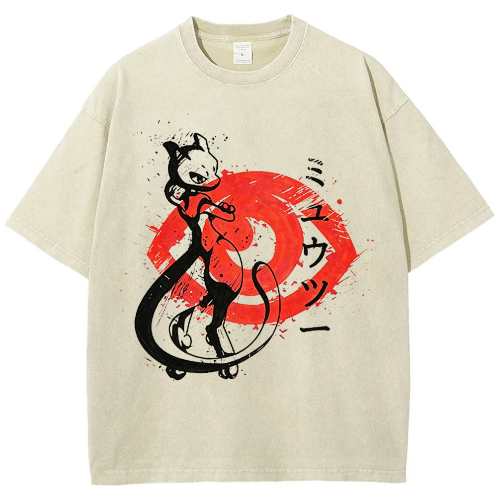 Ink Art Mewtwo Battle Silhouette Tee | Pokemon Anime Secondary image
