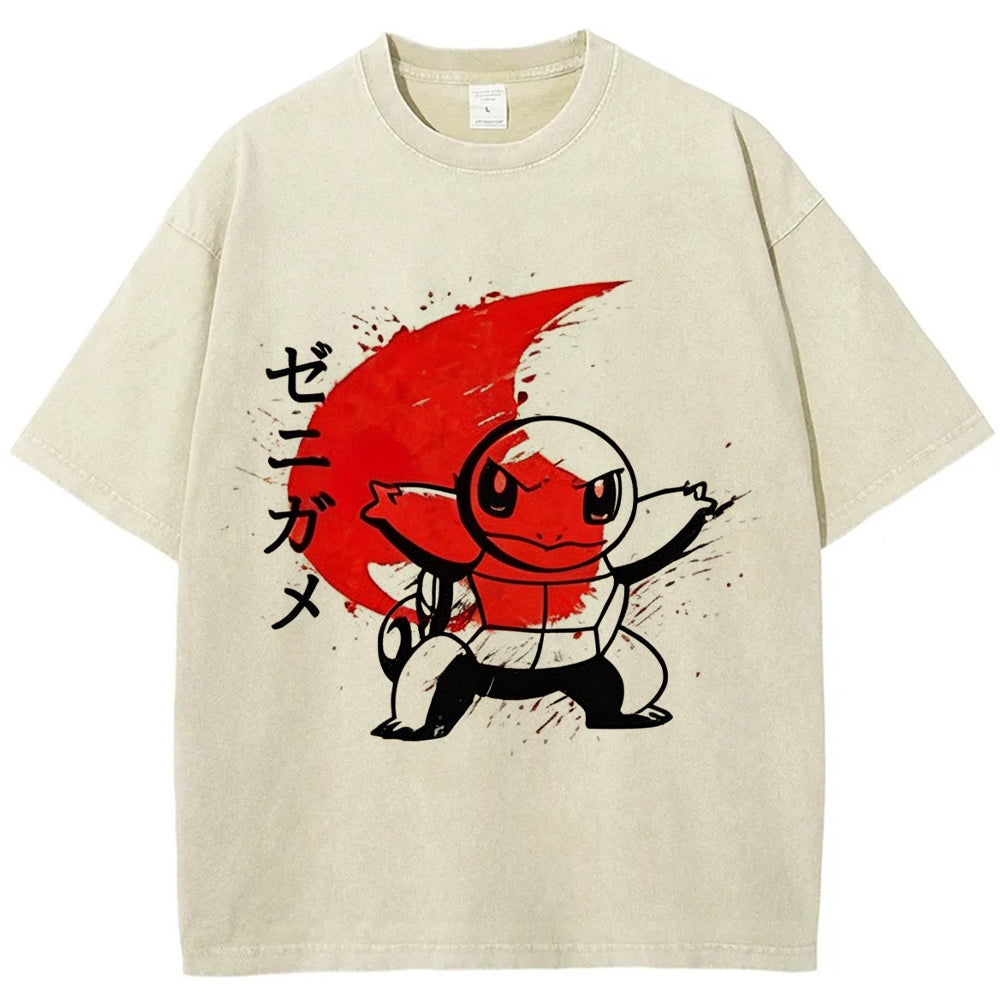 Ink Wash Squirtle Kanji Vintage Tee | Pokemon Anime
