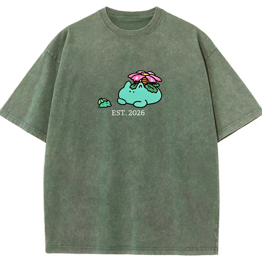 Cute Parent & Kid Meganium Vintage Washed T-Shirt